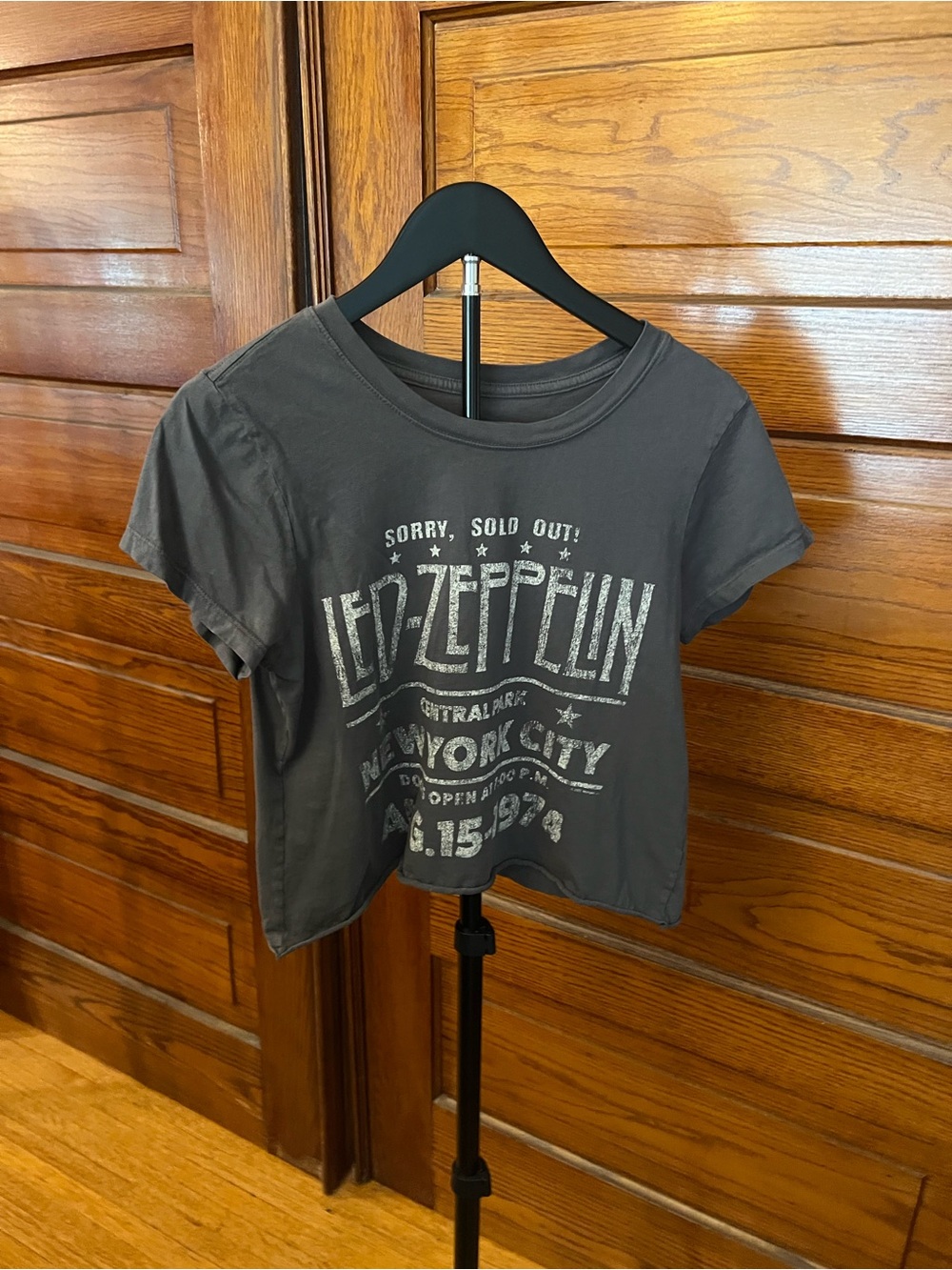 Vintage-Inspired Led Zeppelin Gray Cropped Graphic Tee